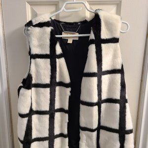 NEW Michael Kors Faux Fur Black and White Vest